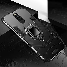 Custodia Silicone e Plastica Opaca Cover con Magnetico Anello Supporto S01 per Xiaomi Redmi 8 Nero