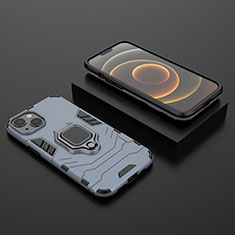 Custodia Silicone e Plastica Opaca Cover con Magnetico Anello Supporto S02 per Apple iPhone 13 Blu