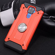 Custodia Silicone e Plastica Opaca Cover con Magnetico Anello Supporto S02 per Huawei Mate 30 Lite Rosso