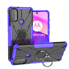 Custodia Silicone e Plastica Opaca Cover con Magnetico Anello Supporto S02 per Motorola Moto E20 Viola