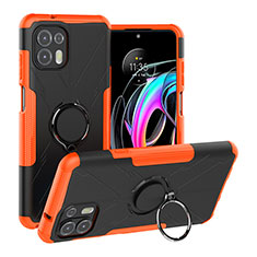 Custodia Silicone e Plastica Opaca Cover con Magnetico Anello Supporto S02 per Motorola Moto Edge 20 Lite 5G Arancione