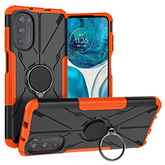 Custodia Silicone e Plastica Opaca Cover con Magnetico Anello Supporto S02 per Motorola Moto Edge (2022) 5G Arancione