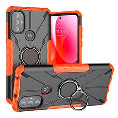 Custodia Silicone e Plastica Opaca Cover con Magnetico Anello Supporto S02 per Motorola Moto G Play Gen 2 Arancione
