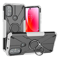 Custodia Silicone e Plastica Opaca Cover con Magnetico Anello Supporto S02 per Motorola Moto G Play Gen 2 Bianco