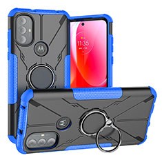 Custodia Silicone e Plastica Opaca Cover con Magnetico Anello Supporto S02 per Motorola Moto G Play Gen 2 Blu
