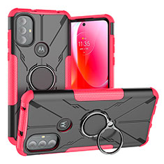 Custodia Silicone e Plastica Opaca Cover con Magnetico Anello Supporto S02 per Motorola Moto G Play Gen 2 Rosa Caldo