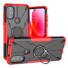 Custodia Silicone e Plastica Opaca Cover con Magnetico Anello Supporto S02 per Motorola Moto G Play Gen 2 Rosso