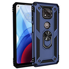 Custodia Silicone e Plastica Opaca Cover con Magnetico Anello Supporto S02 per Motorola Moto G Power (2021) Blu