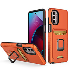 Custodia Silicone e Plastica Opaca Cover con Magnetico Anello Supporto S02 per Motorola Moto G Stylus (2022) 4G Arancione