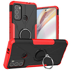 Custodia Silicone e Plastica Opaca Cover con Magnetico Anello Supporto S02 per Motorola Moto G40 Fusion Rosso