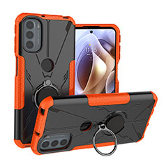 Custodia Silicone e Plastica Opaca Cover con Magnetico Anello Supporto S02 per Motorola Moto G41 Arancione