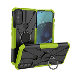 Custodia Silicone e Plastica Opaca Cover con Magnetico Anello Supporto S02 per Motorola Moto G71 5G Verde