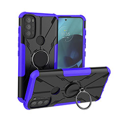 Custodia Silicone e Plastica Opaca Cover con Magnetico Anello Supporto S02 per Motorola Moto G71 5G Viola
