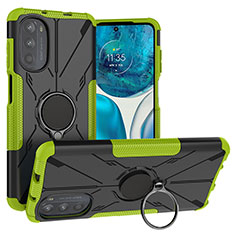 Custodia Silicone e Plastica Opaca Cover con Magnetico Anello Supporto S02 per Motorola Moto G71s 5G Verde