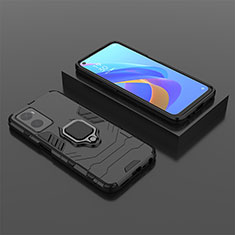 Custodia Silicone e Plastica Opaca Cover con Magnetico Anello Supporto S02 per Oppo K10 4G Nero