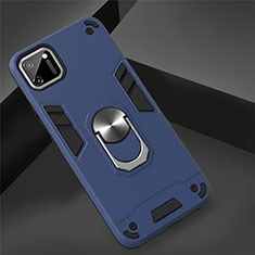 Custodia Silicone e Plastica Opaca Cover con Magnetico Anello Supporto S02 per Realme C11 Blu Notte