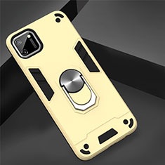 Custodia Silicone e Plastica Opaca Cover con Magnetico Anello Supporto S02 per Realme C11 Oro