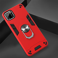 Custodia Silicone e Plastica Opaca Cover con Magnetico Anello Supporto S02 per Realme C11 Rosso