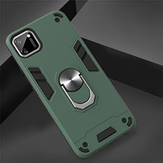 Custodia Silicone e Plastica Opaca Cover con Magnetico Anello Supporto S02 per Realme C11 Verde Notte