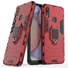 Custodia Silicone e Plastica Opaca Cover con Magnetico Anello Supporto S02 per Samsung Galaxy A10s Rosso
