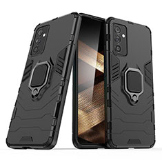 Custodia Silicone e Plastica Opaca Cover con Magnetico Anello Supporto S02 per Samsung Galaxy A15 5G Nero