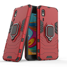 Custodia Silicone e Plastica Opaca Cover con Magnetico Anello Supporto S02 per Samsung Galaxy A2 Core A260F A260G Rosso