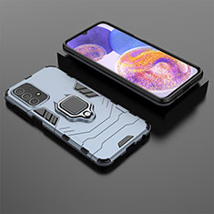 Custodia Silicone e Plastica Opaca Cover con Magnetico Anello Supporto S02 per Samsung Galaxy A23 4G Blu