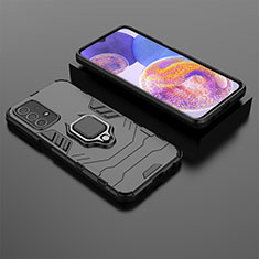 Custodia Silicone e Plastica Opaca Cover con Magnetico Anello Supporto S02 per Samsung Galaxy A23 5G Nero