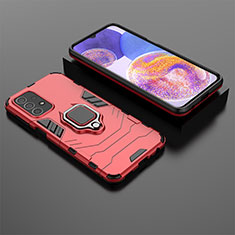 Custodia Silicone e Plastica Opaca Cover con Magnetico Anello Supporto S02 per Samsung Galaxy A23 5G Rosso