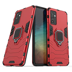 Custodia Silicone e Plastica Opaca Cover con Magnetico Anello Supporto S02 per Samsung Galaxy A25 5G Rosso