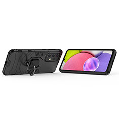 Custodia Silicone e Plastica Opaca Cover con Magnetico Anello Supporto S02 per Samsung Galaxy A33 5G Nero