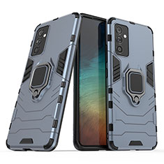 Custodia Silicone e Plastica Opaca Cover con Magnetico Anello Supporto S02 per Samsung Galaxy A34 5G Blu