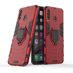 Custodia Silicone e Plastica Opaca Cover con Magnetico Anello Supporto S02 per Samsung Galaxy A40s Rosso