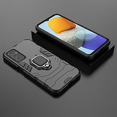 Custodia Silicone e Plastica Opaca Cover con Magnetico Anello Supporto S02 per Samsung Galaxy F23 5G Nero