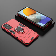 Custodia Silicone e Plastica Opaca Cover con Magnetico Anello Supporto S02 per Samsung Galaxy F23 5G Rosso