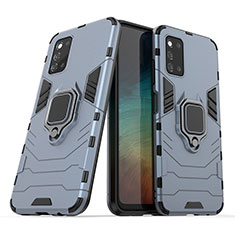 Custodia Silicone e Plastica Opaca Cover con Magnetico Anello Supporto S02 per Samsung Galaxy F52 5G Blu
