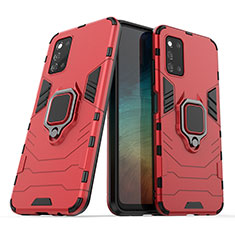 Custodia Silicone e Plastica Opaca Cover con Magnetico Anello Supporto S02 per Samsung Galaxy F52 5G Rosso