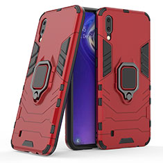 Custodia Silicone e Plastica Opaca Cover con Magnetico Anello Supporto S02 per Samsung Galaxy M10 Rosso