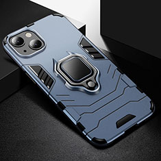 Custodia Silicone e Plastica Opaca Cover con Magnetico Anello Supporto S03 per Apple iPhone 13 Blu