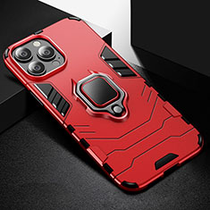 Custodia Silicone e Plastica Opaca Cover con Magnetico Anello Supporto S03 per Apple iPhone 14 Pro Rosso