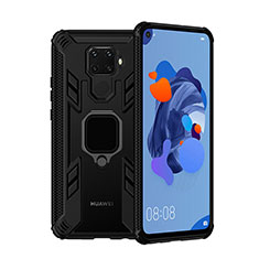 Custodia Silicone e Plastica Opaca Cover con Magnetico Anello Supporto S03 per Huawei Nova 5i Pro Nero