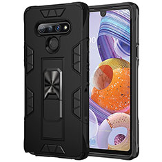 Custodia Silicone e Plastica Opaca Cover con Magnetico Anello Supporto S03 per LG Stylo 6 Nero