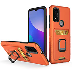 Custodia Silicone e Plastica Opaca Cover con Magnetico Anello Supporto S03 per Motorola Moto G Pure Arancione