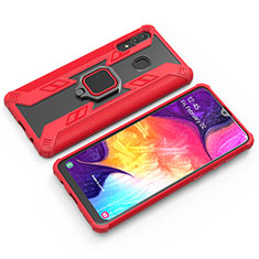 Custodia Silicone e Plastica Opaca Cover con Magnetico Anello Supporto S03 per Samsung Galaxy A20 Rosso