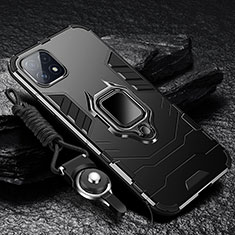 Custodia Silicone e Plastica Opaca Cover con Magnetico Anello Supporto S03 per Samsung Galaxy A22 5G Nero