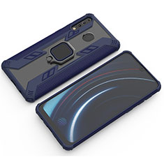 Custodia Silicone e Plastica Opaca Cover con Magnetico Anello Supporto S03 per Samsung Galaxy A40s Blu