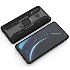 Custodia Silicone e Plastica Opaca Cover con Magnetico Anello Supporto S03 per Samsung Galaxy A40s Nero