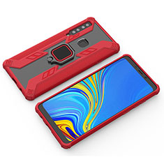 Custodia Silicone e Plastica Opaca Cover con Magnetico Anello Supporto S03 per Samsung Galaxy A9 (2018) A920 Rosso