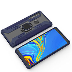 Custodia Silicone e Plastica Opaca Cover con Magnetico Anello Supporto S03 per Samsung Galaxy A9s Blu