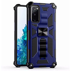 Custodia Silicone e Plastica Opaca Cover con Magnetico Anello Supporto S03 per Samsung Galaxy S20 Lite 5G Blu